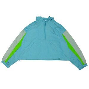 Joy Lab Women's Nylon Windbreaker Jacket with Hood and Stripe Detailing, Large.